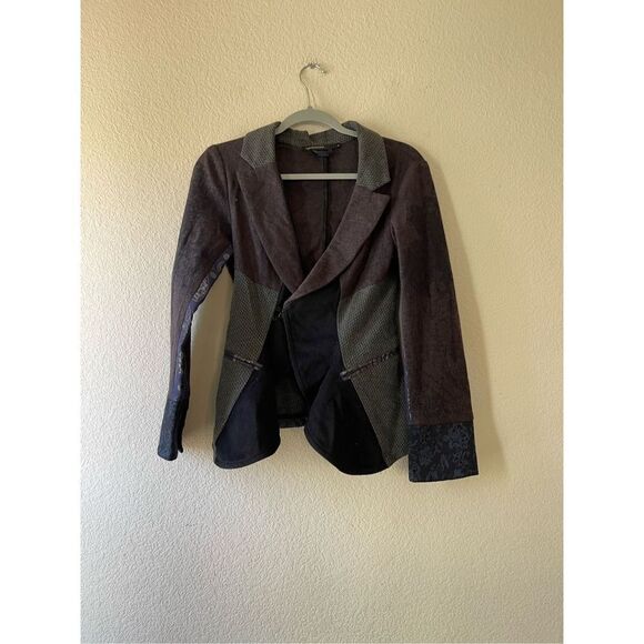 Angels never die wool patchwork color black blazer size medium - Picture 1 of 8